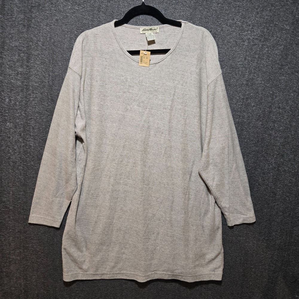 Vintage Eddie Bauer Tunic Women's Large Linen Cotton Long Sleeve Pullover Lagan